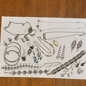Silver Tone Mixed Jewelry bundle